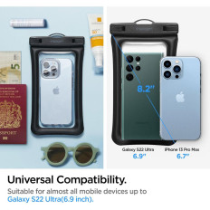 Étanche imperméable jusqu'à 30 m de protection de protection pour votre téléphone pour 8 '+ laisse - noir