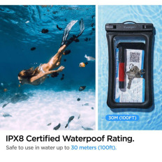 Waterproof up to 30m Protective case for your phone for 8 '' + Leash - black