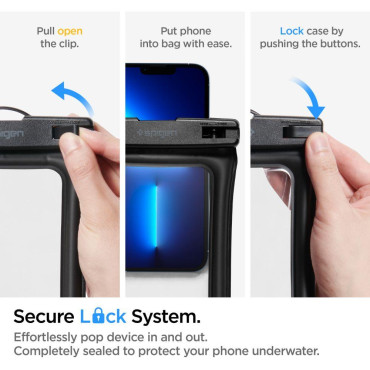 Waterproof up to 30m Protective case for your phone for 8 '' + Leash - black