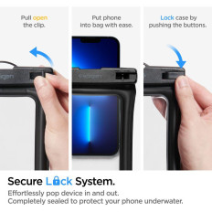 Neperšlampamas iki 30 m apsauginis dėklas jūsų telefonui 8 '' + pavadėliui - juoda