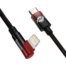 Kabel MVP 2 Vinkelkabel med side USB-C / iPhone Lightning 2m - Rød