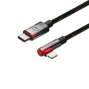 Cabo de ângulo 2 de cabo de cabo com lateral USB-C / iPhone Relâmpago 2m - Vermelho