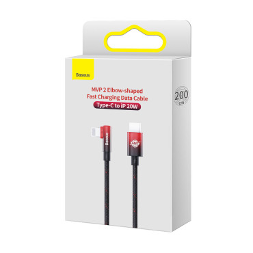 Kabel MVP 2 Vinkelkabel med side USB-C / iPhone Lightning 2m - Rød