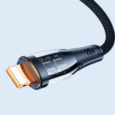 Kabelski kabel s Smart USB-A stikalom - iPhone strele 1.2m - Črna