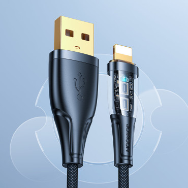 Kabelski kabel s Smart USB-A stikalom - iPhone strele 1.2m - Črna