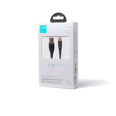 Kabelski kabel s Smart USB-A stikalom - iPhone strele 1.2m - Črna