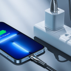 Kabelski kabel s Smart USB-A stikalom - iPhone strele 1.2m - Črna