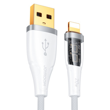 Kabelkabel med SMART USB-A-switch - iPhone Lightning 1.2m - vit