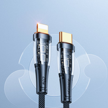 Kabeļu kabelis ar inteliģentu USB-C slēdzi - iPhone zibens 1.2m - melns