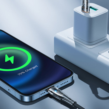 Káblový kábel s inteligentným USB-C Switch - iPhone Lightning 1.2m - čierna