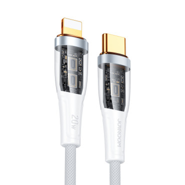 Kabeļu kabelis ar inteliģentu USB-C slēdzi - iPhone zibens 1.2m - balts