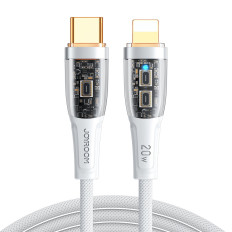 Kabeļu kabelis ar inteliģentu USB-C slēdzi - iPhone zibens 1.2m - balts