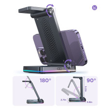 3in1 inductie-oplader voor iPhone Apple Bekijk Airpods + Stand Stand - Zwart