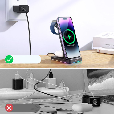 3IN1 Induktionsladdare för iPhone Apple Titta på AirPods + Stand Stand - Svart
