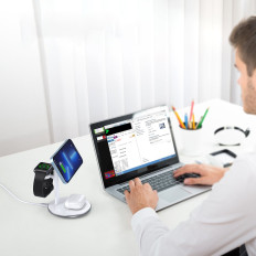 Ladegerät-Ladenstation Apple T585-f 3in1 iPhone 12/13 Airpods Pro Watch - Weiß