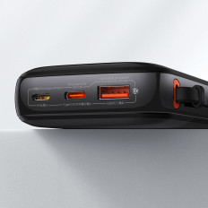 Powerbank 10000MAH USB USB-C iPhone Lightning + USB-C-kabel - Svart