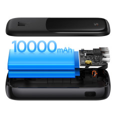 PowerBank 10000mAh USB USB-C iPhone Lightning + USB-C Cable - Black