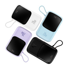 PowerBank 10000MAH USB USB-C iPhone Lightning + USB-C kabel - černá