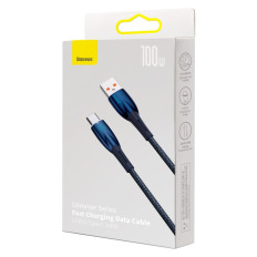 Kabeļu kabelis ātrai uzlādēšanai Glimmer USB-A - USB-C 1M - Zils