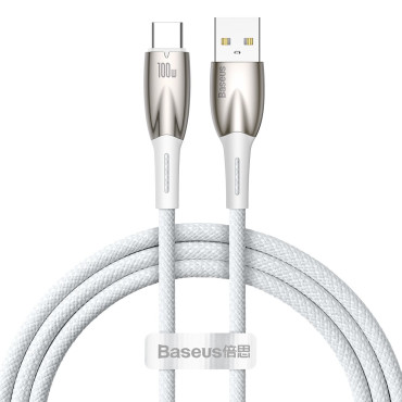 Kabelkabel för snabb laddning Glimmer USB-A - USB-C 1M - Vit