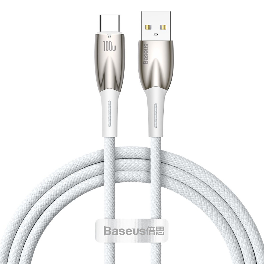 Kabeļu kabelis ātrai uzlādēšanai Glimmer USB-A - USB-C 1M - balts