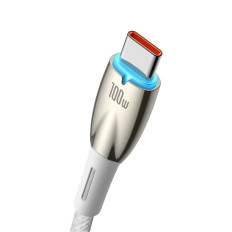 Kabeļu kabelis ātrai uzlādēšanai Glimmer USB-A - USB-C 1M - balts