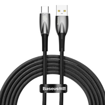 Kabeļu ātrs uzlādes vads Glimmer USB-A - USB-C 2M - melns