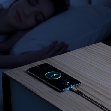 Câble Chargement rapide Cordon Cordon Glimmer USB-A - USB-C 2M - Noir