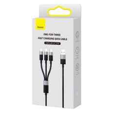 Strateeed 3in1 USB kabelis kabelis - Micro USB / iPhone zibens / USB-C 1.2m - melns