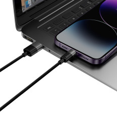 Strateeed 3in1 USB kabelis kabelis - Micro USB / iPhone zibens / USB-C 1.2m - melns