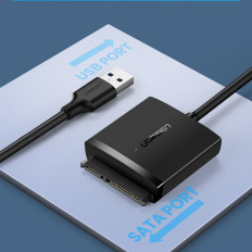Kabelový adaptér pro HDD a SSD SATA 2.5 '' / 3.5 '' USB 3.0 až 12TB - černá