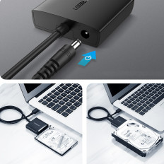 Káblový adaptér pre HDD a SSD SATA 2.5 '' / 3.5 '' USB 3.0 až 12TB - čierna