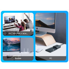 Kabeladapter für HDD- und SSD SATA 2.5 '' / 3,5 '' USB 3,0 bis 12 TB - Schwarz