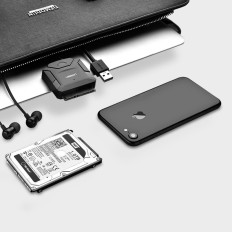 Kabelový adaptér pro HDD a SSD SATA 2.5 '' / 3.5 '' USB 3.0 až 4TB - černá