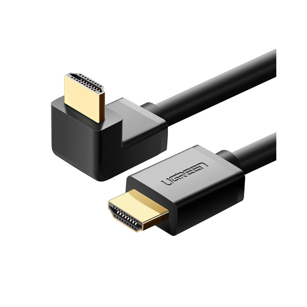 Kabeļu leņķa kabelis 90deg HDMI 4K 30Hz 1m - melns