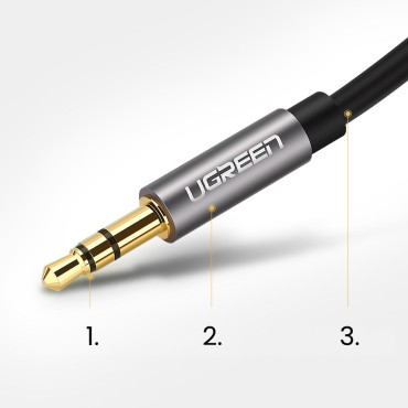 Aux Mini Jack Audio Cable 3.5mm 1m - svart