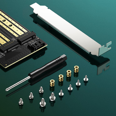 Expansionskort Adapter PCIe 3.0 x4 Ytterligare två SSD-slitsar M.2 M-tangent och M.2 B-tangent