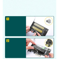 Expansionskort Adapter PCIe 3.0 x4 Ytterligare två SSD-slitsar M.2 M-tangent och M.2 B-tangent