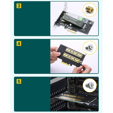 Expansionskort Adapter PCIe 3.0 x4 Ytterligare två SSD-slitsar M.2 M-tangent och M.2 B-tangent