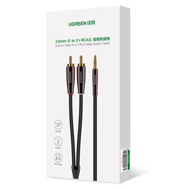 Garso vario kabelio kabelis 3.5mm Mini Jack - 2x RCA 2m
