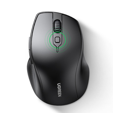 Tiho ergonomsko brezžično računalniško miško 2x aa - črna