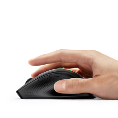 Tiho ergonomsko brezžično računalniško miško 2x aa - črna