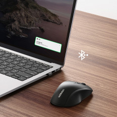 Tiho ergonomsko brezžično računalniško miško 2x aa - črna