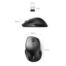 Tiho ergonomsko brezžično računalniško miško 2x aa - črna