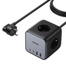 Punjač Power Strip AC 240V GAN 2X USB-C 2x USB-A 3x AC 240V - Crna