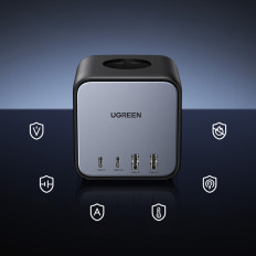 Nabíjačka Power Strip AC 240V GAN 2X USB-C 2X USB-A 3X AC 240V - čierna