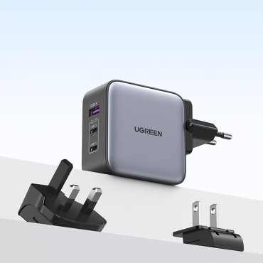 Universālā tīkla lādētājs USB 2xusb-C E E ES / UK / ASV - melnie spraudņi