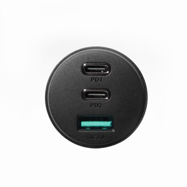 Carregador de carro para 3 portas USB mais leves e 2x USB-C 70W - Preto