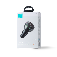 Carregador de carro para 3 portas USB mais leves e 2x USB-C 70W - Preto