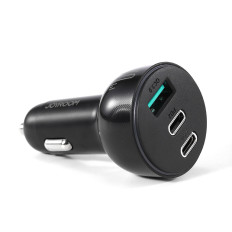 Autolaturi kevyempi 3 USB-portti ja 2x USB-C 70W - musta
